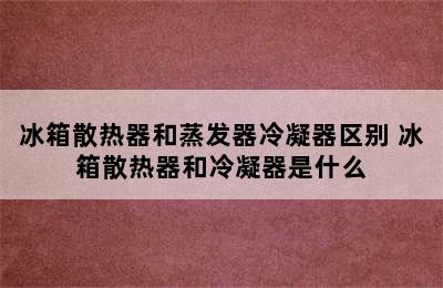 冰箱散热器和蒸发器冷凝器区别 冰箱散热器和冷凝器是什么